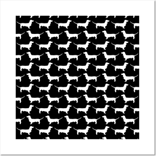 Dachshund White and Black Pattern Posters and Art